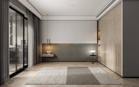 极简现代卧室靠床背景墙