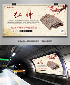 中药杜仲挂画灯箱展板海报单页