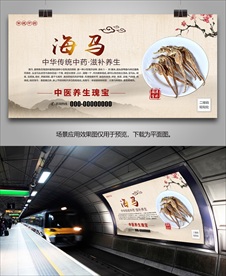 药材海马灯箱海报展板展架挂画
