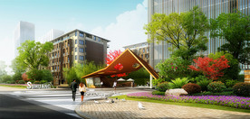 商务办公区入口效果图