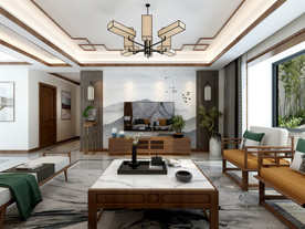 新中式客厅效果图