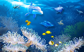 卡通海底世界背景墙