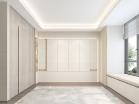 新中式卧室靠床背景墙 空间设计