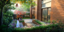 别墅小庭院 景观效果图