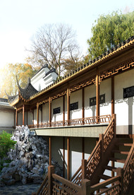 中式古建长廊效果图