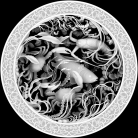 鱼虾圆盘精雕图