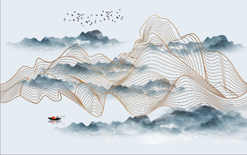抽象线条山水