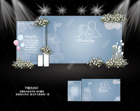 灰蓝色婚礼迎宾区