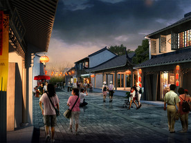 江南古镇夜市效果图
