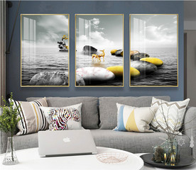 石来运转麋鹿晶瓷画