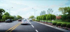 市政道路绿化带景观效果图