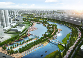 滨水城市规划景观效果图