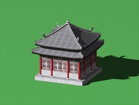 攒尖顶古建筑3D模型（带贴图）