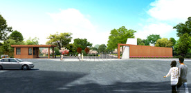 学校入口大门园林绿化景观效果图