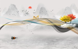 新中式电视背景墙