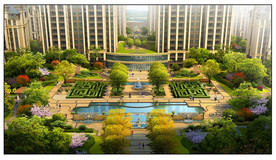 现代住宅小区景观效果图