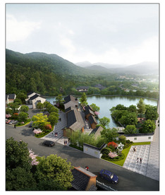 中式度假会所景观效果图