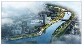 滨河带城市公园景观规划 鸟瞰图