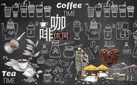 个性黑板休闲咖啡工装背景墙
