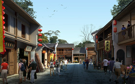 仿古小镇商业老街效果图