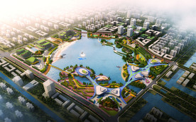 城市景观规划 鸟瞰效果图