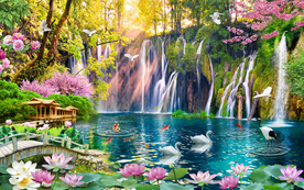 流水生财电视背景墙