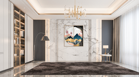 现代轻奢客厅沙发背景墙