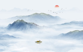 中式水墨山水画