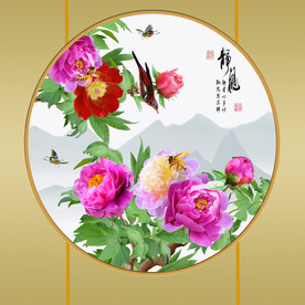 原创高清牡丹花鸟装饰画壁画