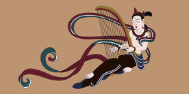 敦煌莫高窟壁画弹箜篌飞天