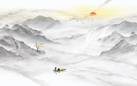 中式水墨山水画