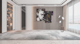 现代客厅沙发背景墙摄影墙