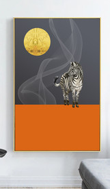 欧式后现代创意斑马轻奢玄关挂画