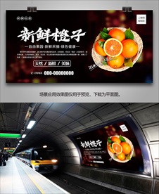 新鲜橙子灯箱挂画单页展板展架