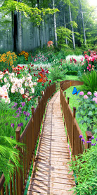 梦幻田园森林木板桥3D玄关