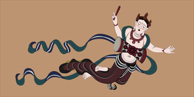 敦煌莫高窟85窟壁画敲鼓飞天