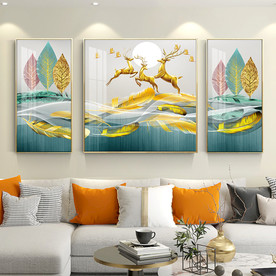 羽毛麋鹿装饰画晶瓷画