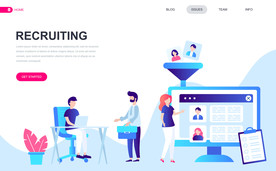 人才面试招聘商务插画矢量网页