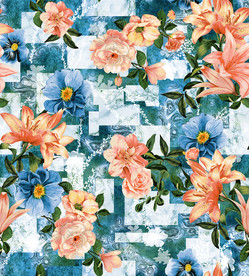 手绘大花抽象几何