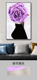 手绘梦幻美人花卉油画装饰画