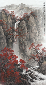 新中式中国风竖版高清国画背景墙