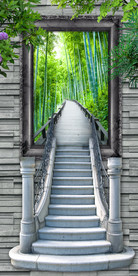 竹林小桥3D玄关过道背景