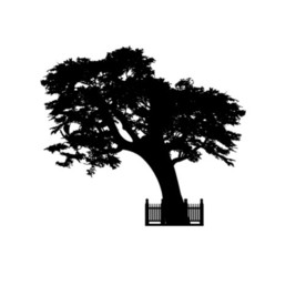 晋祠景点周柏剪影矢量图