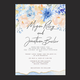 水彩蓝色婚礼海报水牌