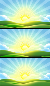 山坡日出卡通场景视频素材