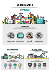 彩色线条科技插画