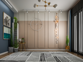 北欧风背景墙 客厅沙发3D空景