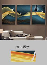 现代简约抽象金色线条晶瓷装饰画