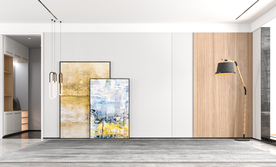 意式极简背景墙轻奢客厅沙发空景