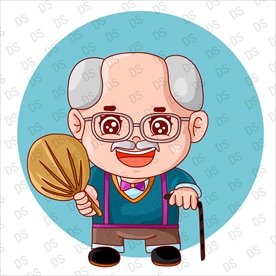 原创卡通老爷爷老头